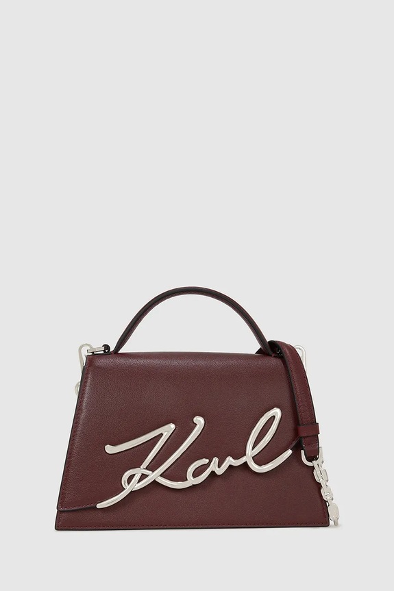 Usnjena torbica Karl Lagerfeld rjava A1W30036