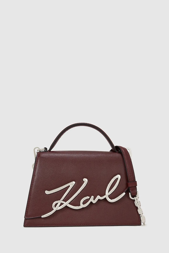 Usnjena torbica Karl Lagerfeld rjava A1W30036