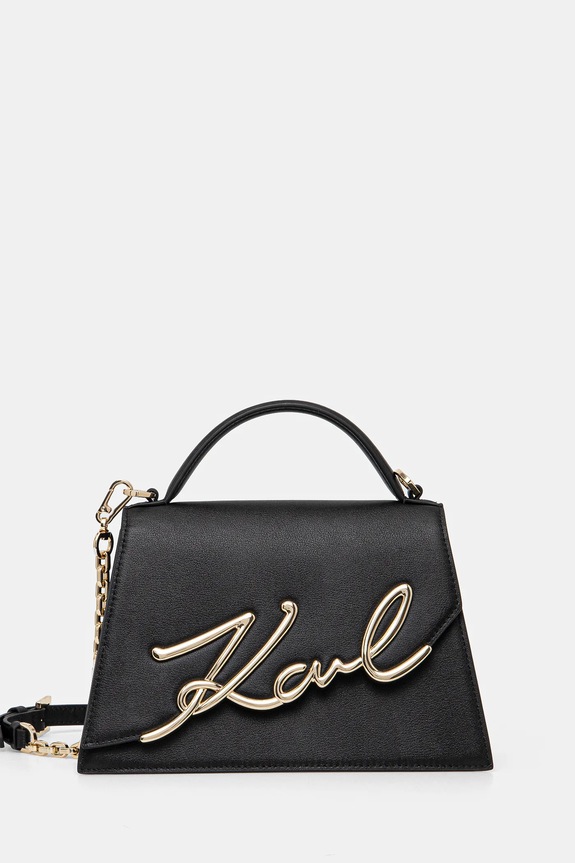 Kožená kabelka Karl Lagerfeld K/SIGNATURE usňová koža čierna A1W30036