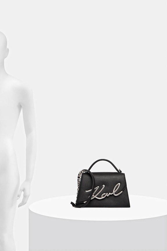Kožená kabelka Karl Lagerfeld K/SIGNATURE A1W30036 čierna