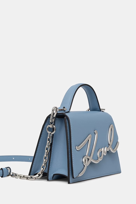 Karl Lagerfeld чанта crossbody дамска от кожа K/SIGNATURE A1W30038 син AA00