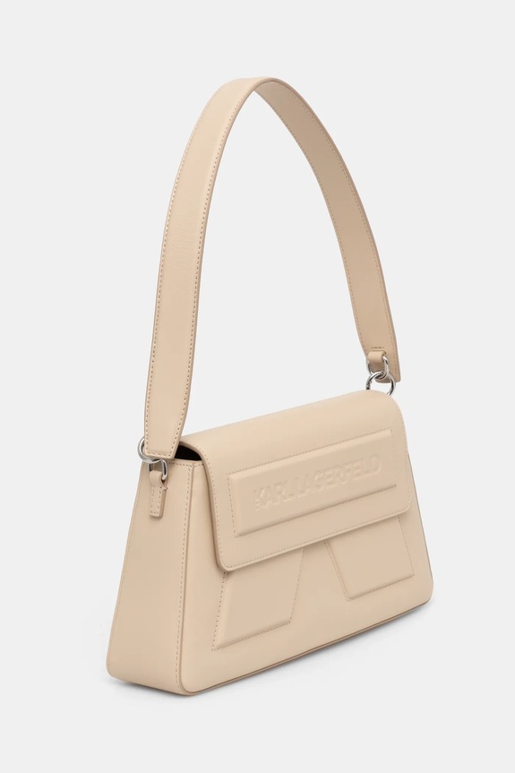 Kožená kabelka Karl Lagerfeld IKON/K A1W30154 béžová AW25