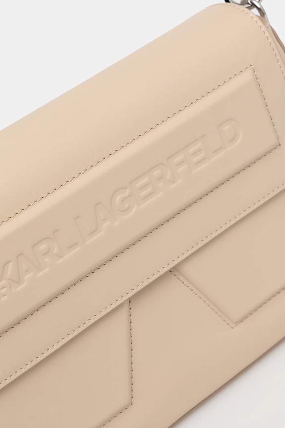 Kožená kabelka Karl Lagerfeld IKON/K béžová A1W30154
