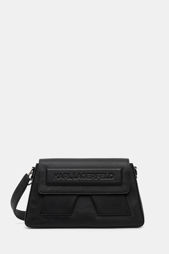 Kožená kabelka Karl Lagerfeld IKON/K usňová koža čierna A1W30154