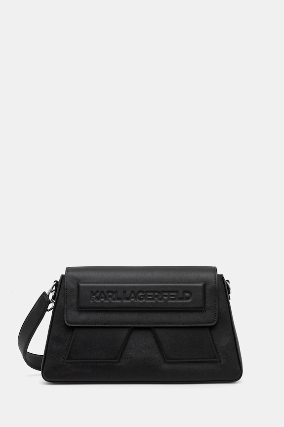Kožená kabelka Karl Lagerfeld IKON/K usňová koža čierna A1W30154
