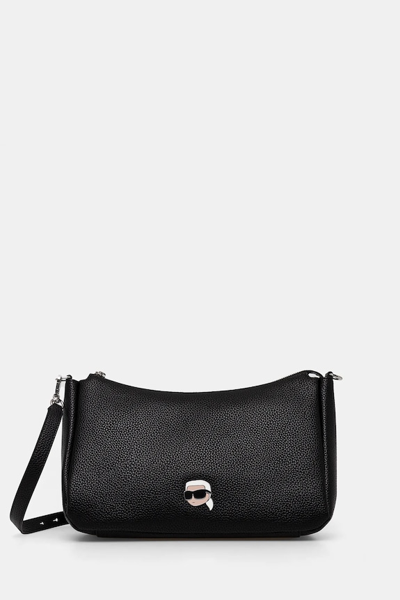 Torba Karl Lagerfeld IKON imitacija zrnate kože crna A1W30493