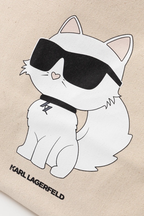 Pamučna torba Karl Lagerfeld IKON bež A1W50022