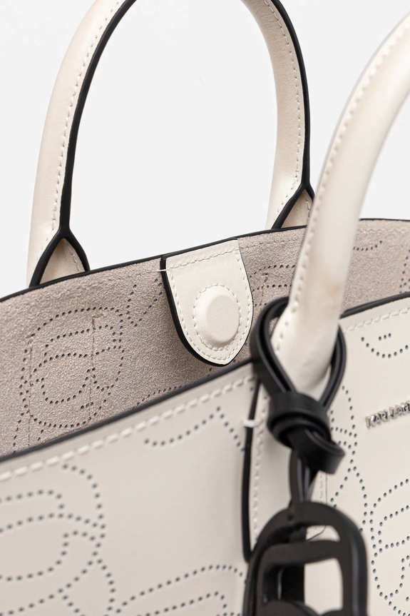 Kožna torba Karl Lagerfeld IKON bež A1W30492