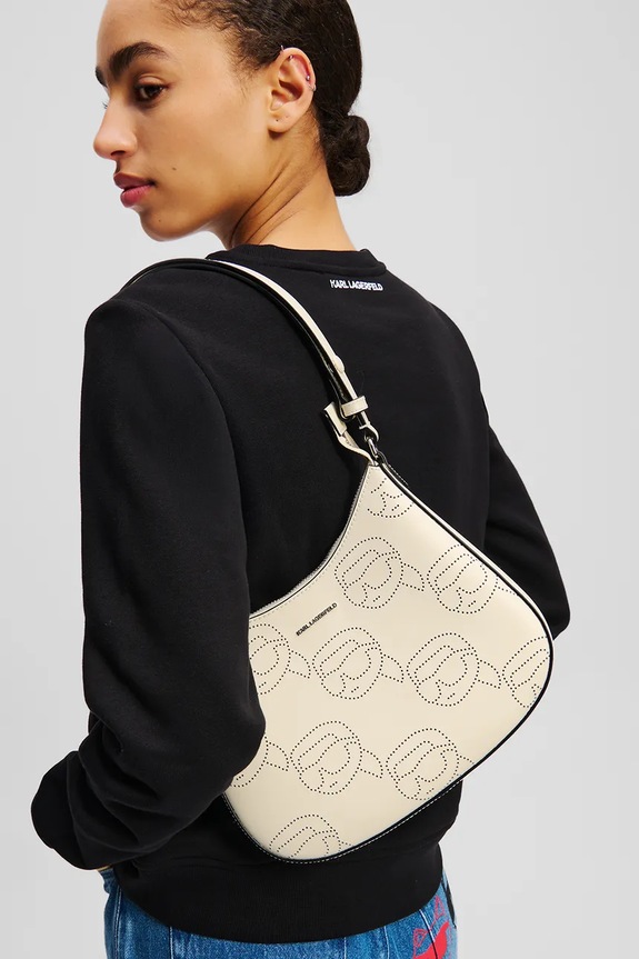 Kožna torba Karl Lagerfeld IKON A2W30107 bijela