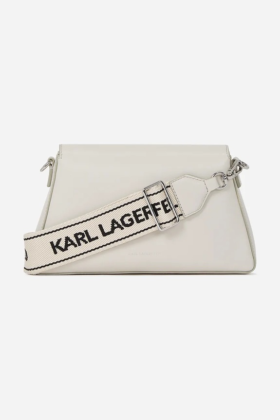 Kožená kabelka Karl Lagerfeld IKON/K A2W30198 biela AA00