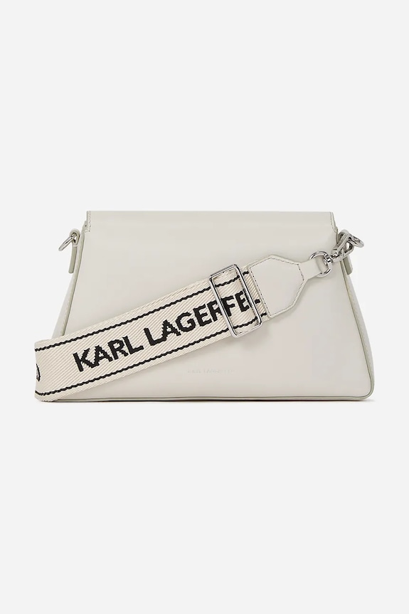 Kožená kabelka Karl Lagerfeld IKON/K A2W30198 biela AA00