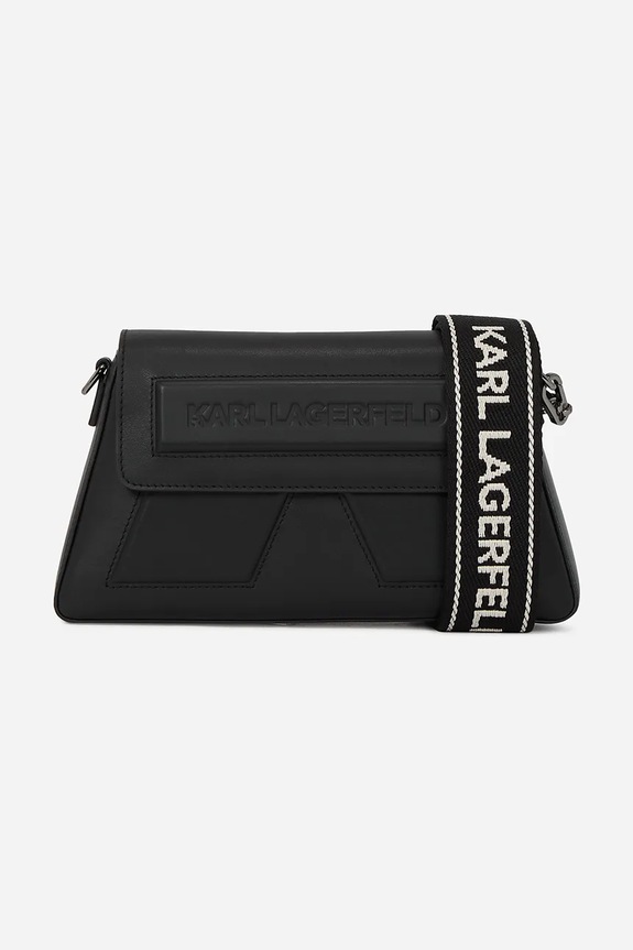 Kožená kabelka Karl Lagerfeld IKON/K usňová koža čierna A2W30198