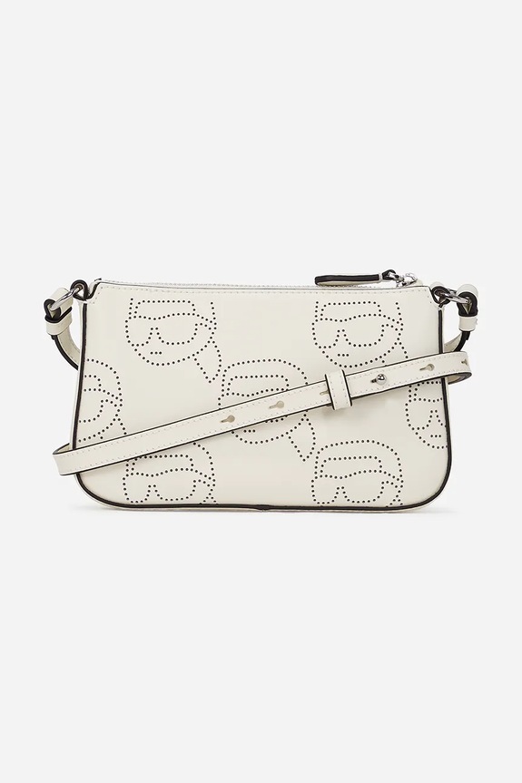 Δερμάτινη τσάντα Karl Lagerfeld IKON A2W32017 λευκό AA00