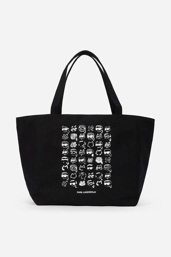 Pamučna torba Karl Lagerfeld IKON bez remena crna A2W50023
