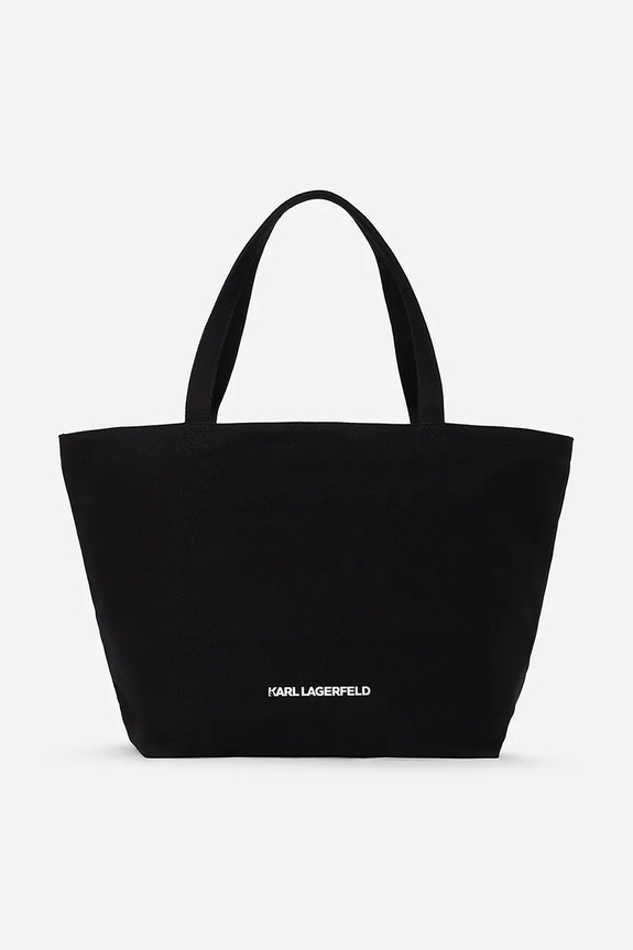 Pamučna torba Karl Lagerfeld IKON A2W50023 crna SS25