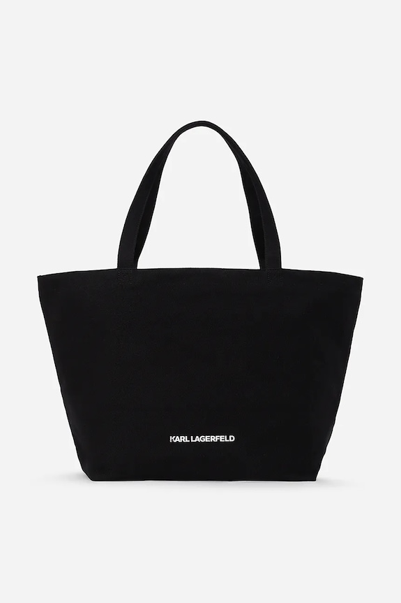Pamučna torba Karl Lagerfeld IKON A2W50023 crna SS25