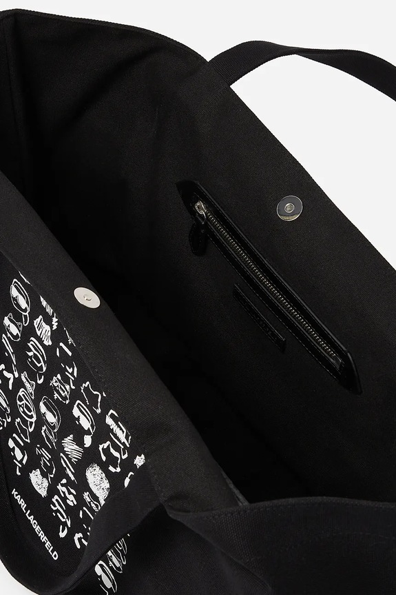 Pamučna torba Karl Lagerfeld IKON crna A2W50023