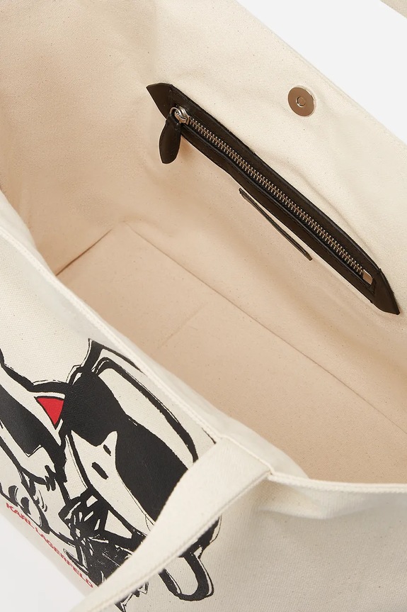 Pamučna torba Karl Lagerfeld IKON bež A2W50026