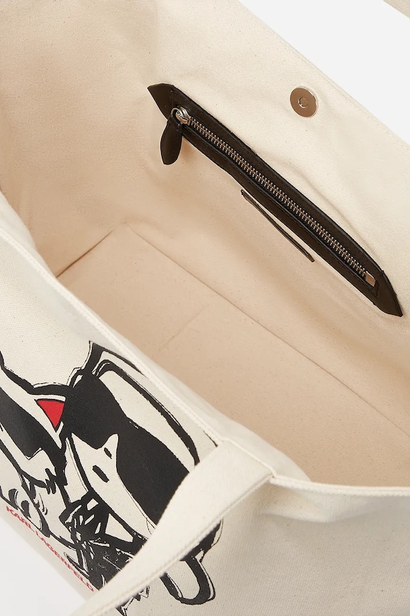 Βαμβακερή τσάντα Karl Lagerfeld IKON μπεζ A2W50026