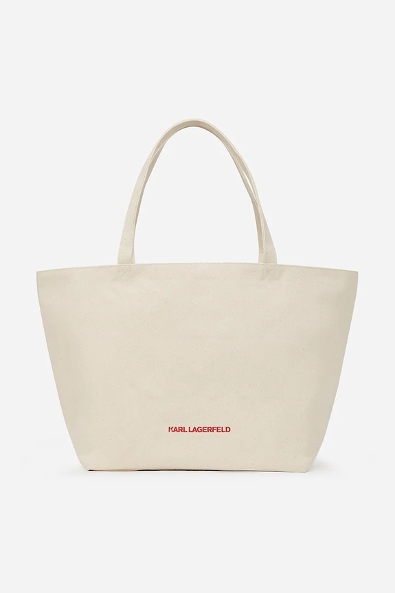Βαμβακερή τσάντα Karl Lagerfeld IKON A2W50026 μπεζ SS25