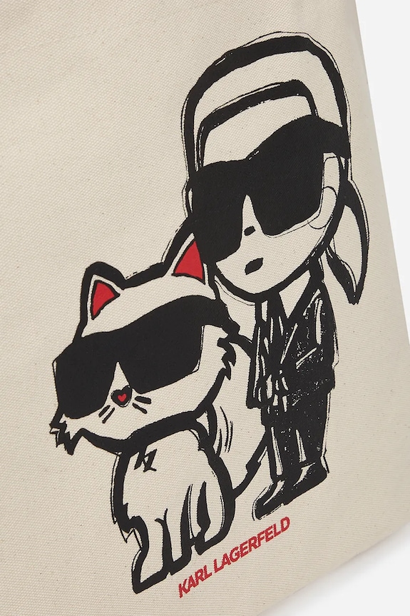 Αξεσουάρ Βαμβακερή τσάντα Karl Lagerfeld IKON A2W50026 μπεζ