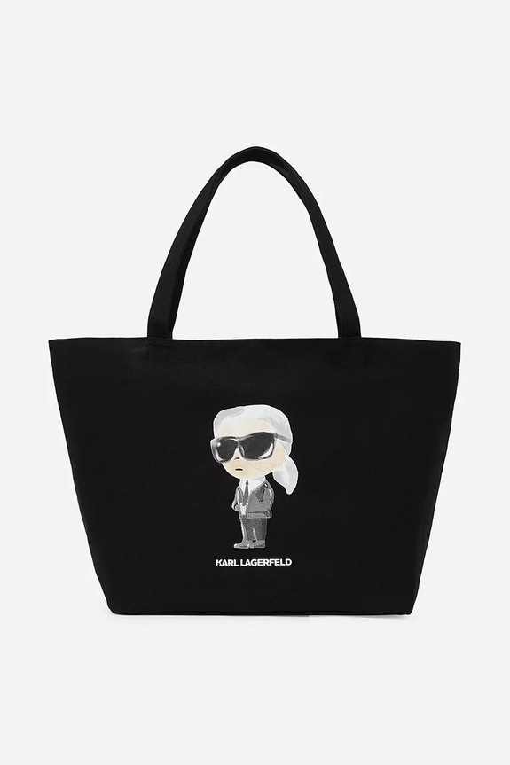 Pamučna torba Karl Lagerfeld IKON bez remena crna A2W50027