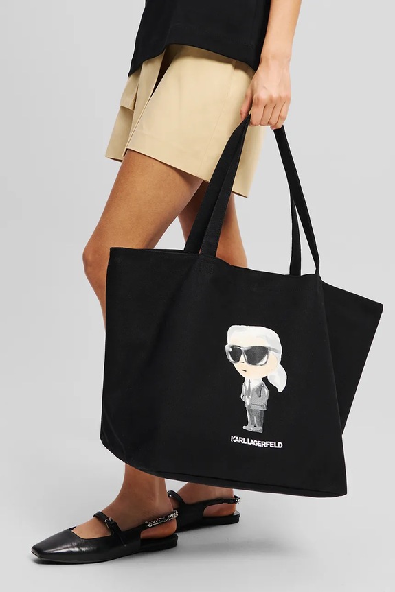 Pamučna torba Karl Lagerfeld IKON crna A2W50027