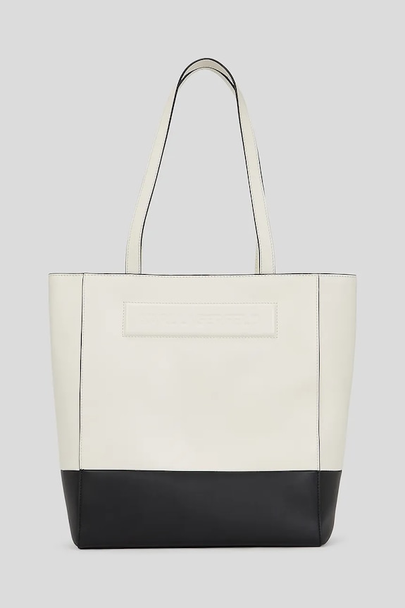 Kožená kabelka Karl Lagerfeld IKON/K zmestí A4 biela A3W30184