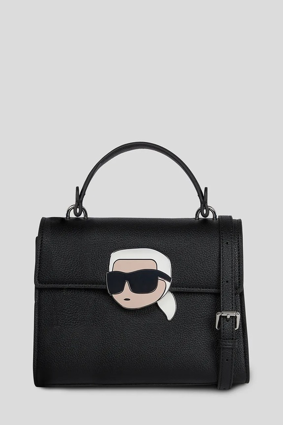 Kabelka Karl Lagerfeld IKON GRAINY nášivka čierna A3W30325