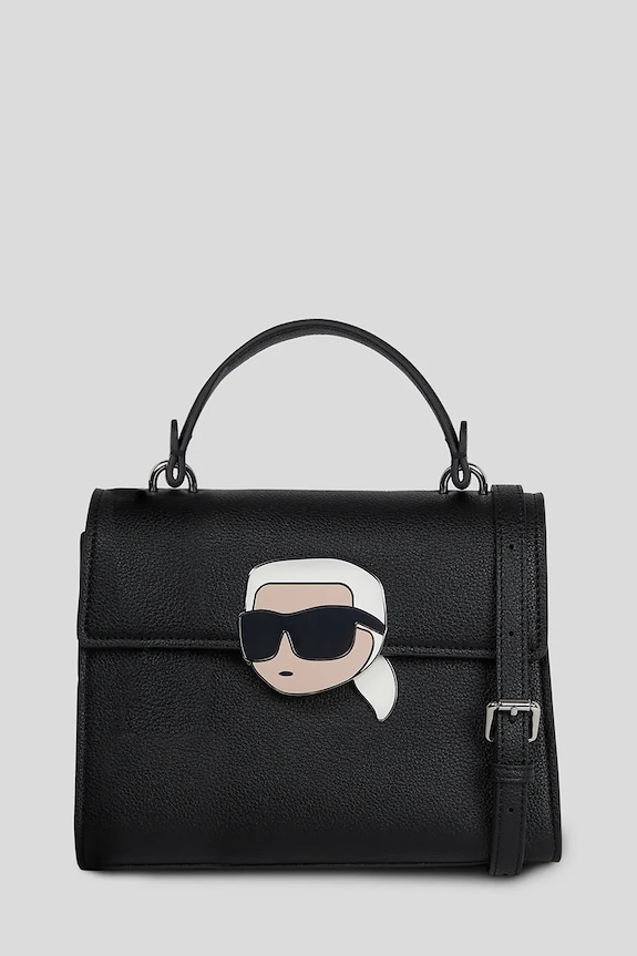 Kabelka Karl Lagerfeld IKON GRAINY nášivka čierna A3W30325