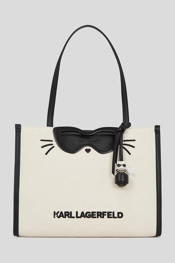 Karl Lagerfeld geantă IKON CHOUPETTE incape in A4 bej A3W30331