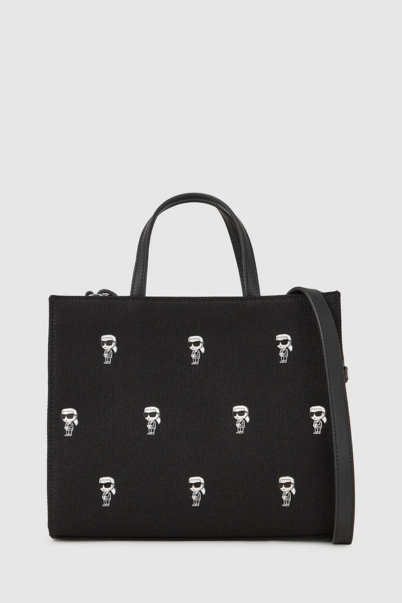 Pamučna torba Karl Lagerfeld IKON Planet friendly crna A4W50008