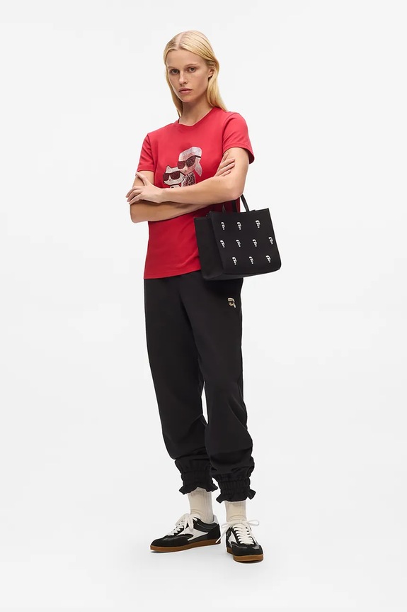 Pamučna torba Karl Lagerfeld IKON A4W50008 crna