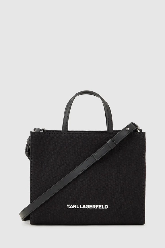 Pamučna torba Karl Lagerfeld IKON A4W50008 crna NC00