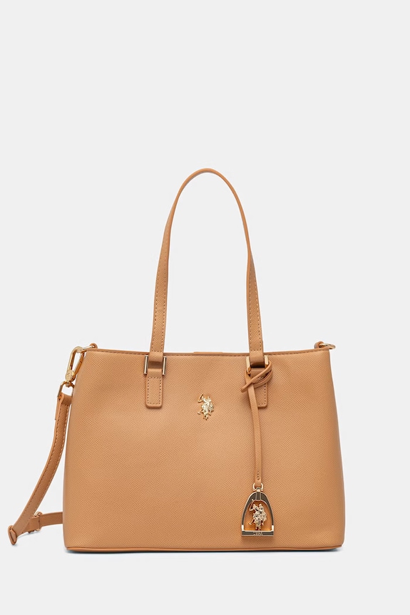 U.S. Polo Assn. чанта tote дамска от имитация на кожа Jones кафяв BEUJE8662WVP