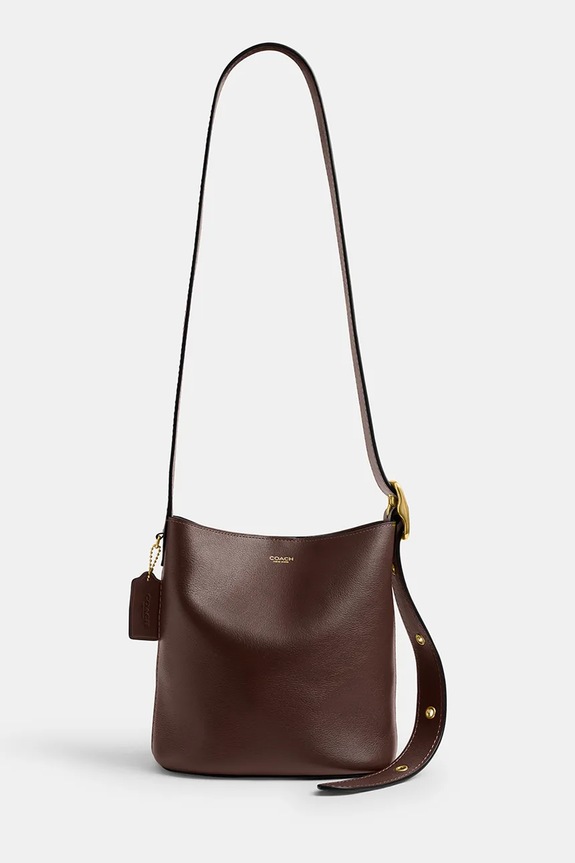 Coach Bleecker Bucket Bag 21 дамска чанта кросбоди от кожа CCX07 кафяв AA00