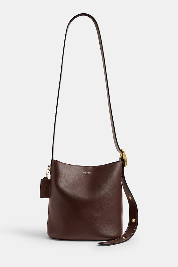 Coach Bleecker Bucket Bag 21 дамска чанта кросбоди от кожа CCX07 кафяв AA00