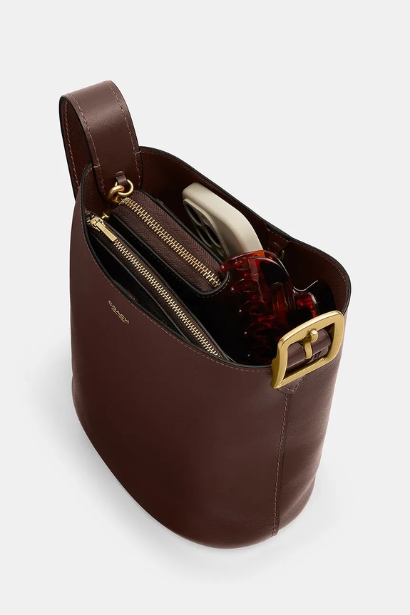 Coach Bleecker Bucket Bag 21 дамска чанта кросбоди от кожа CCX07 кафяв