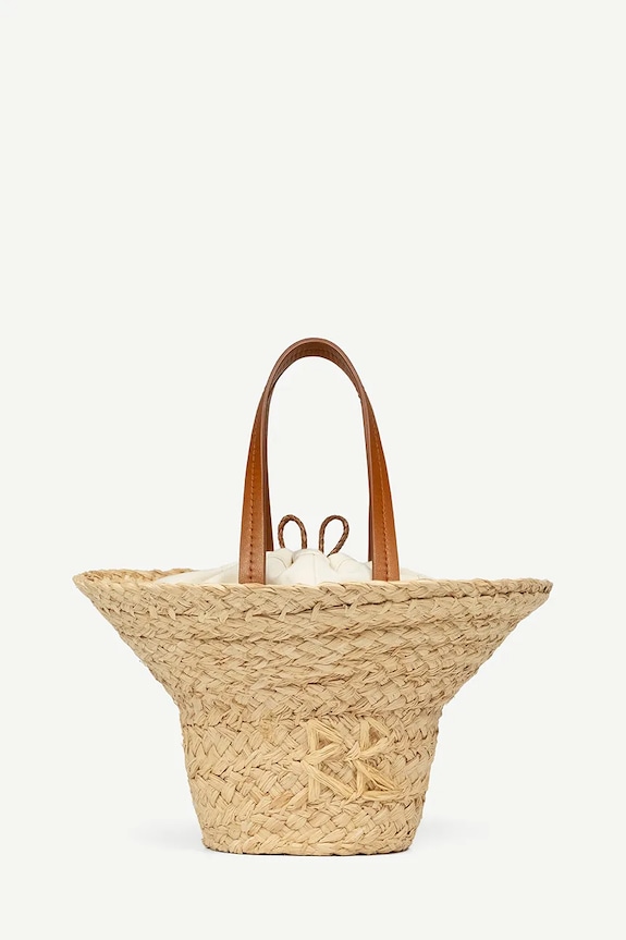 Kabelka Ruslan Baginskiy Ruslan Baginskiy Hat Shaped Bag nášivka béžová HSB036.STR.50L
