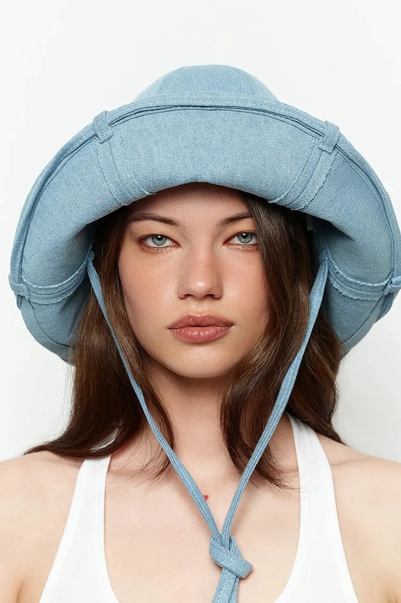RUSLAN BAGINSKIY sac pentru femei, din denim Ruslan Baginskiy Denim HatBag albastru BBCT075.C.JNS.120JNS.FL