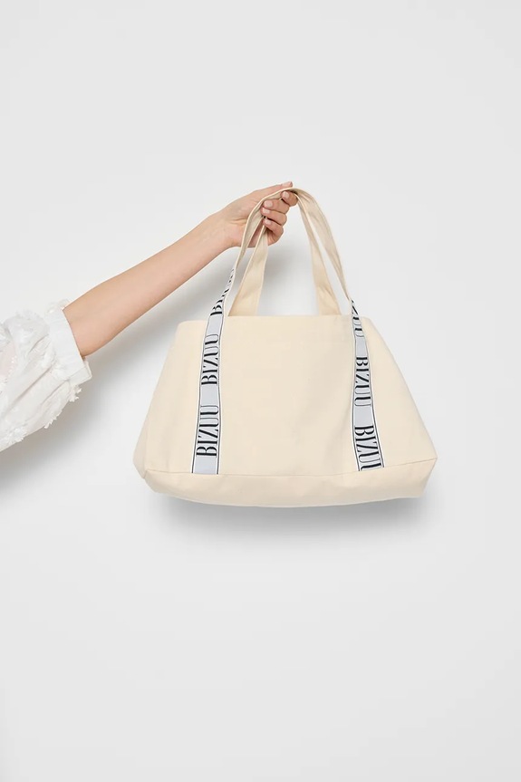 BIZUU geantă shopper pentru femei, din bumbac BAGO BAGO.BIALY alb