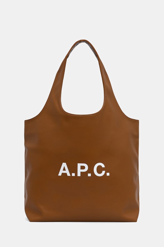 A.P.C. torba z imitacji skóry tote ninon brązowy PUAAT.M61565