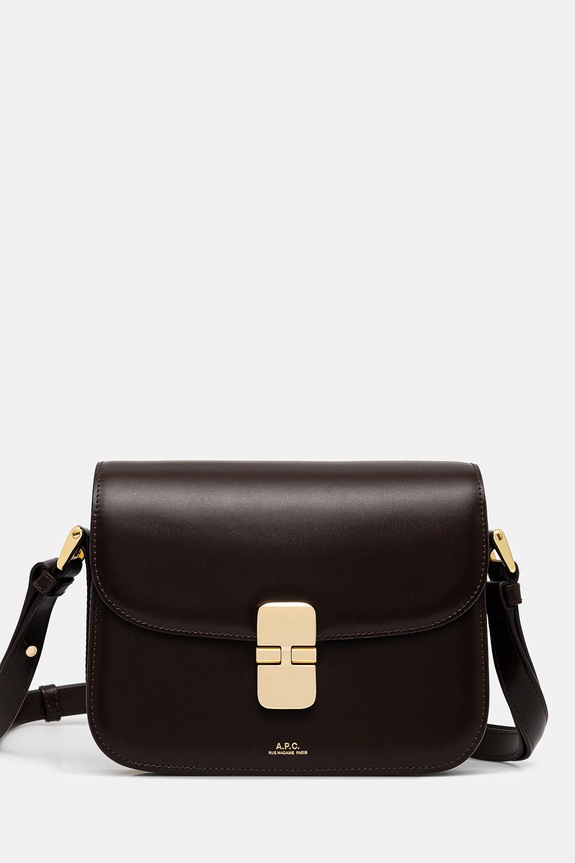 A.P.C. geantă de piele A.P.C. Sac Grace Mini PXBMW-F61515K uni maro PXBMW.F61515