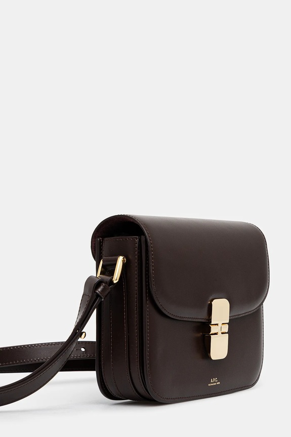 A.P.C. geantă de piele A.P.C. Sac Grace Mini PXBMW-F61515K PXBMW.F61515 maro AW25