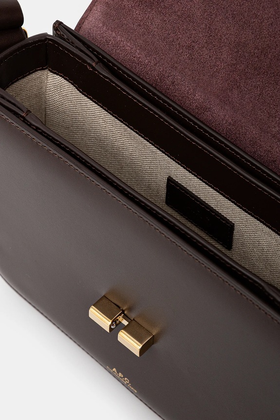 A.P.C. geantă de piele A.P.C. Sac Grace Mini PXBMW-F61515K PXBMW.F61515 maro