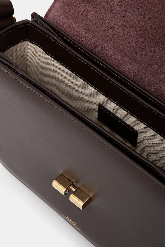 A.P.C. geantă de piele A.P.C. Sac Grace Mini PXBMW-F61515K PXBMW.F61515 maro