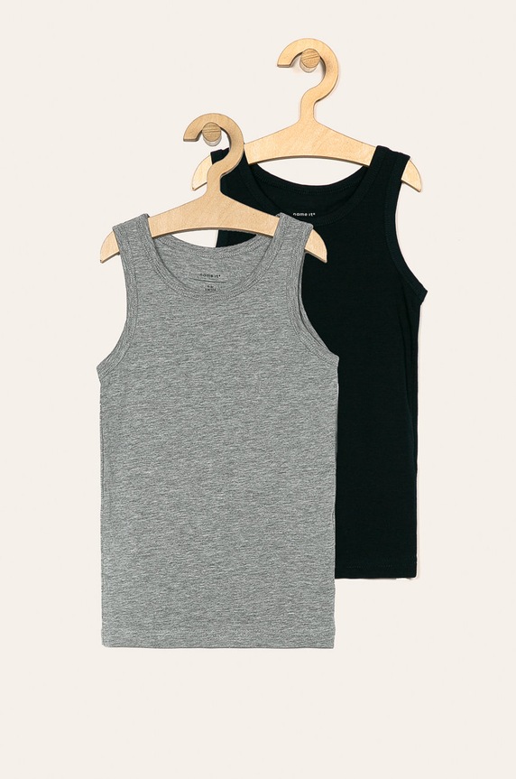 Name it - T-shirt dziecięcy 110-152 cm (2 pack) z elastanem szary 13163573