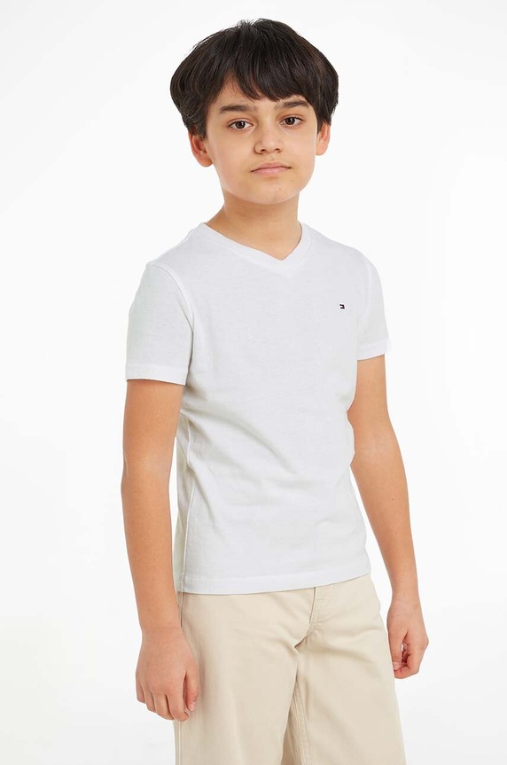 Tommy Hilfiger - T-shirt dziecięcy 74-176 cm bawełna biały KB0KB04142