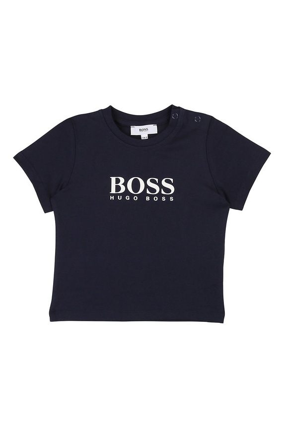 BOSS - T-shirt dziecięcy J05P07 nadruk granatowy J05P07