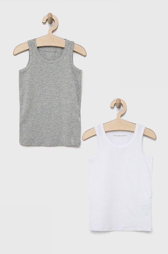 United Colors of Benetton top dziecięcy (2-pack) z elastanem szary 3MC10H014.G.CONTINUATIV